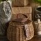 Small Wicker Fishing Creel Basket with Faux Leather Strap Storage 7.5 Inch